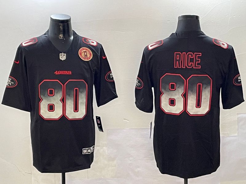 Men San Francisco 49ers #80 Rice Black Nike Smoke Fashion 2024 Limited NFL Jersey style 6->san francisco 49ers->NFL Jersey